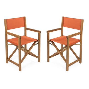 Cukor Classic Vintage Outdoor Acacia Wood Folding Director Chair with Canvas Seat - JONATHAN Y